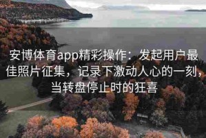 安博体育app精彩操作：发起用户最佳照片征集，记录下激动人心的一刻，当转盘停止时的狂喜